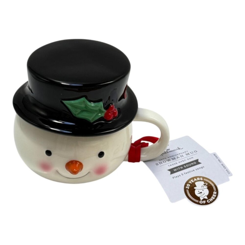 Hallmark 20th Anniversary Snowman Sculpted Mug With‎ Sound Music New